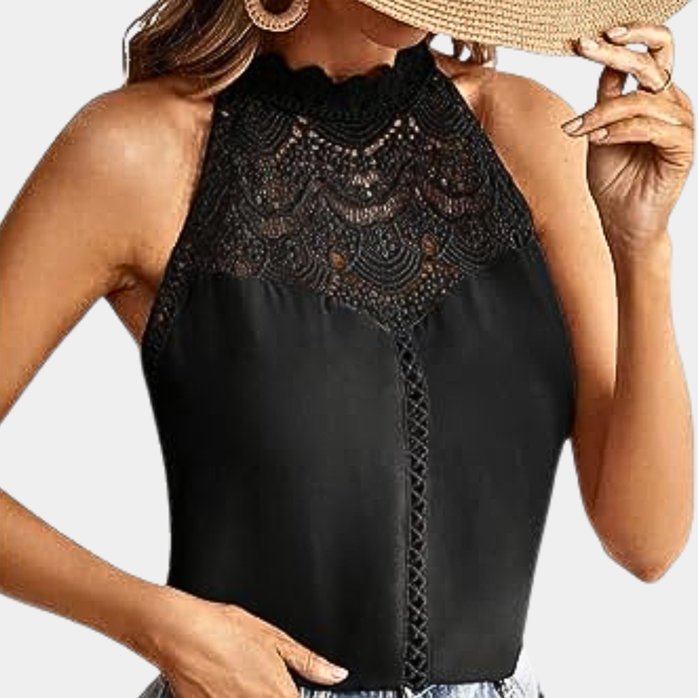 Melanie | Elegantes Spitzenoberteil mit Neckholder-Ausschnitt