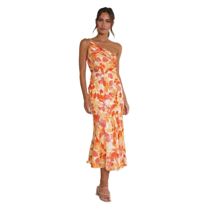 Eva | Damen Sommer Maxikleid mit Asymmetrischem Schnitt und Blumenmuster