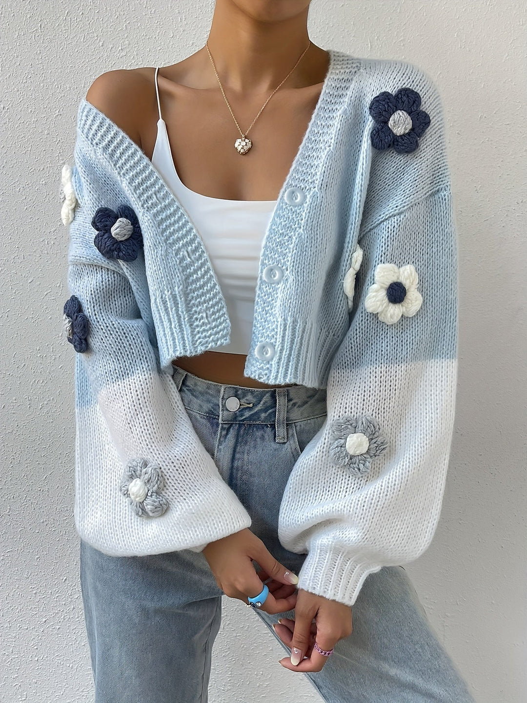 Avril - Elegante stilvolle florale Baumwollstrickwaren