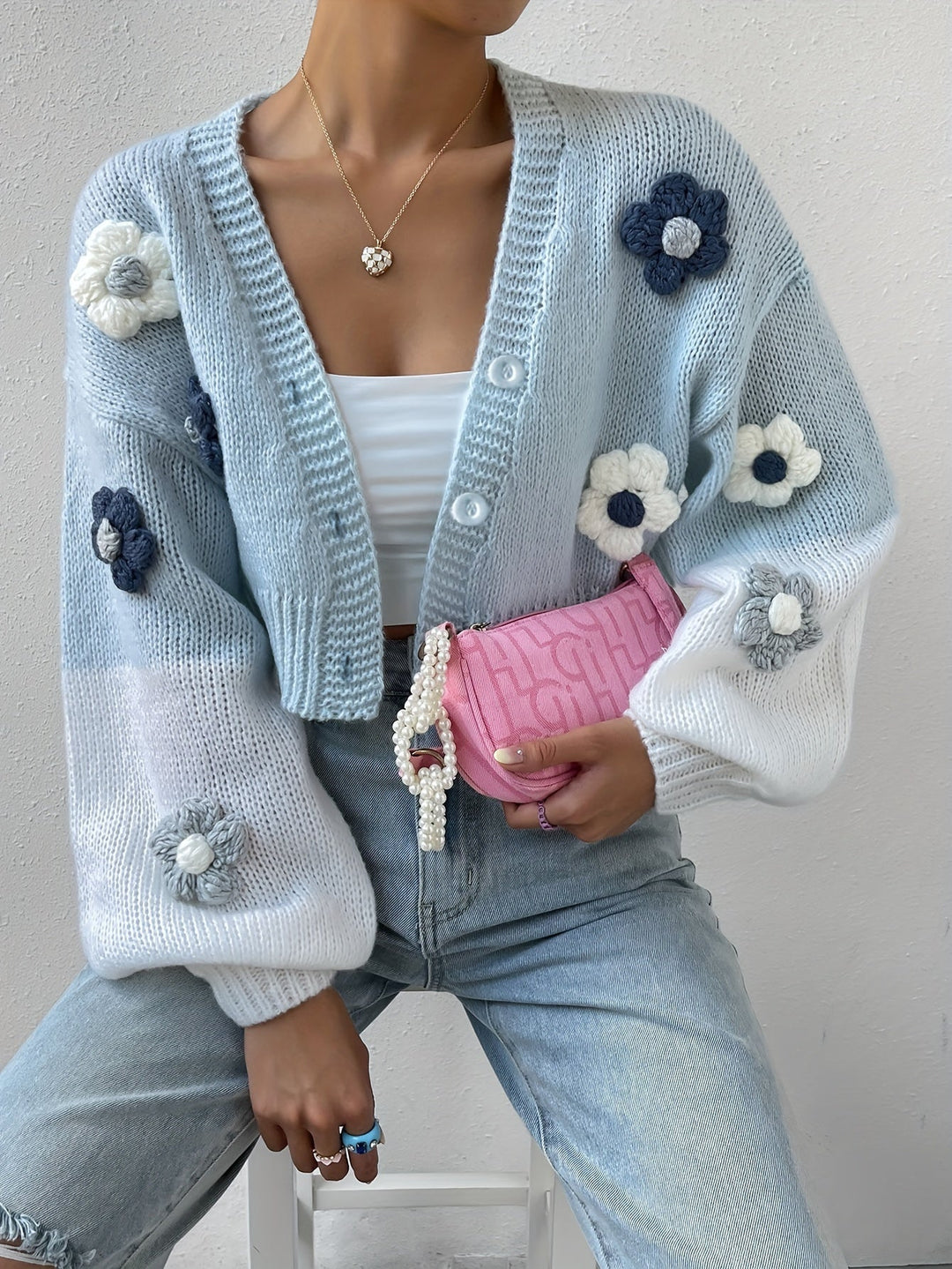 Avril - Elegante stilvolle florale Baumwollstrickwaren