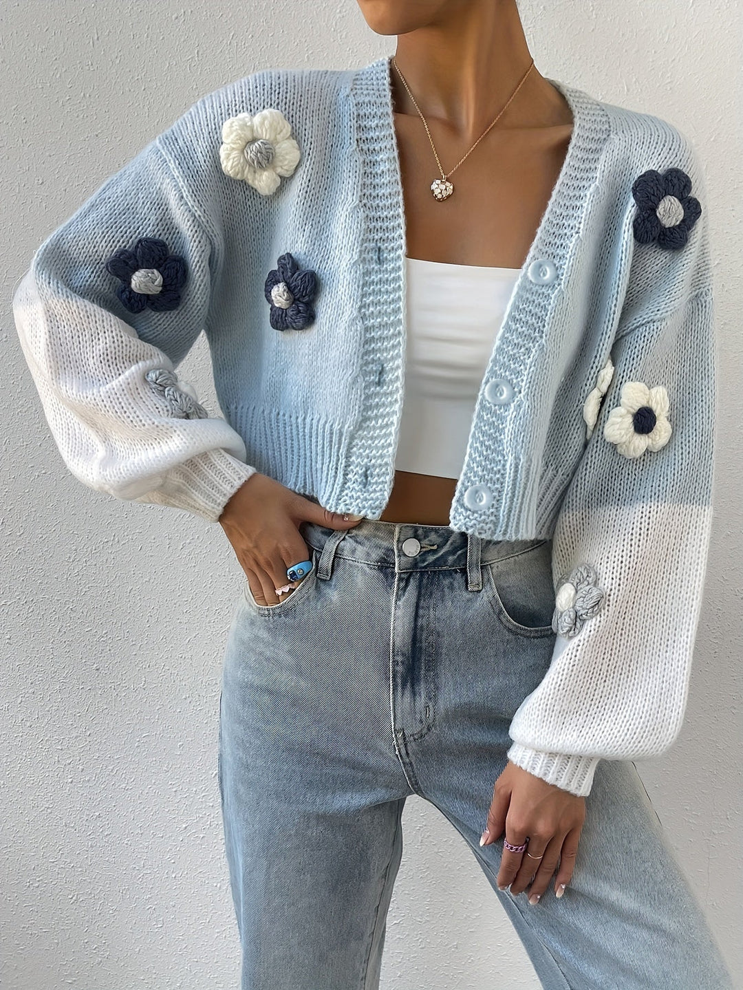 Avril - Elegante stilvolle florale Baumwollstrickwaren