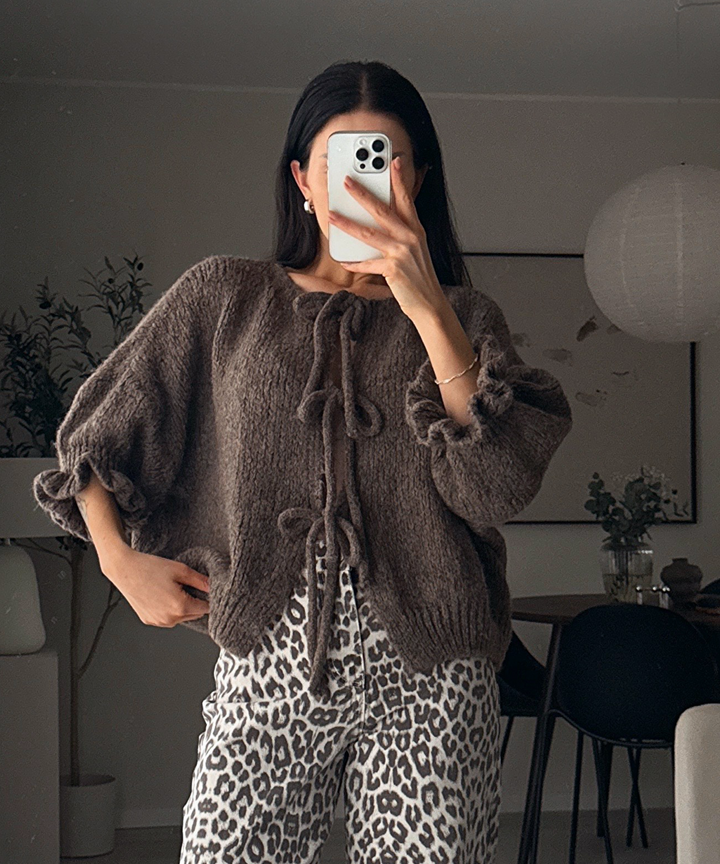 Cardigan Schleife Fia Dreiviertel Braun Ladypolitan ♡