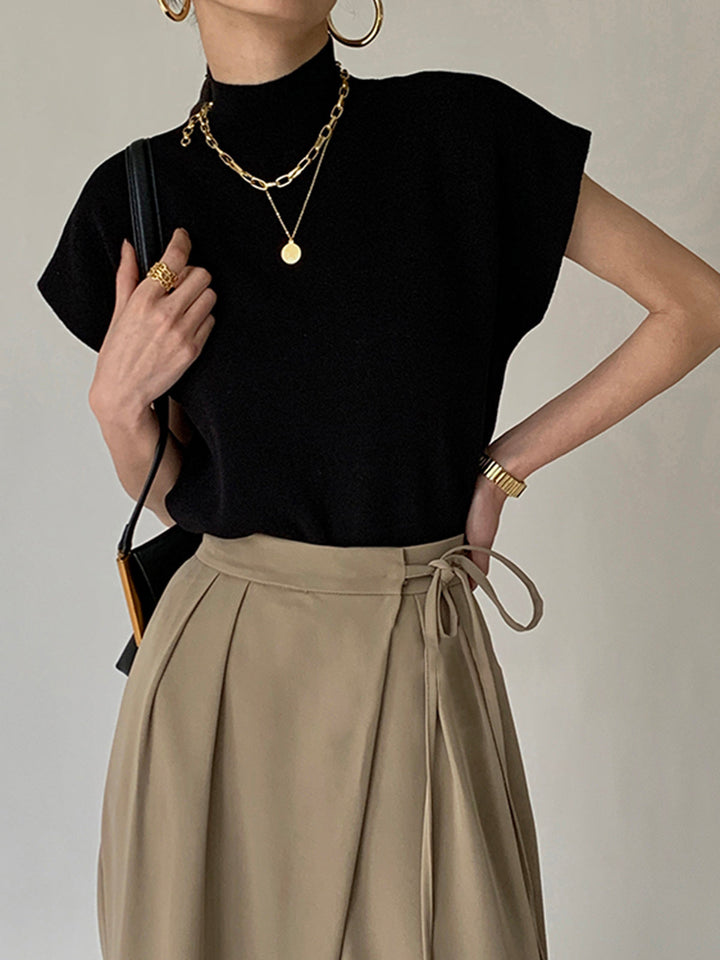 Alina – Damen Feinstrick-Shirt mit Stehkragen und Flügelärmeln