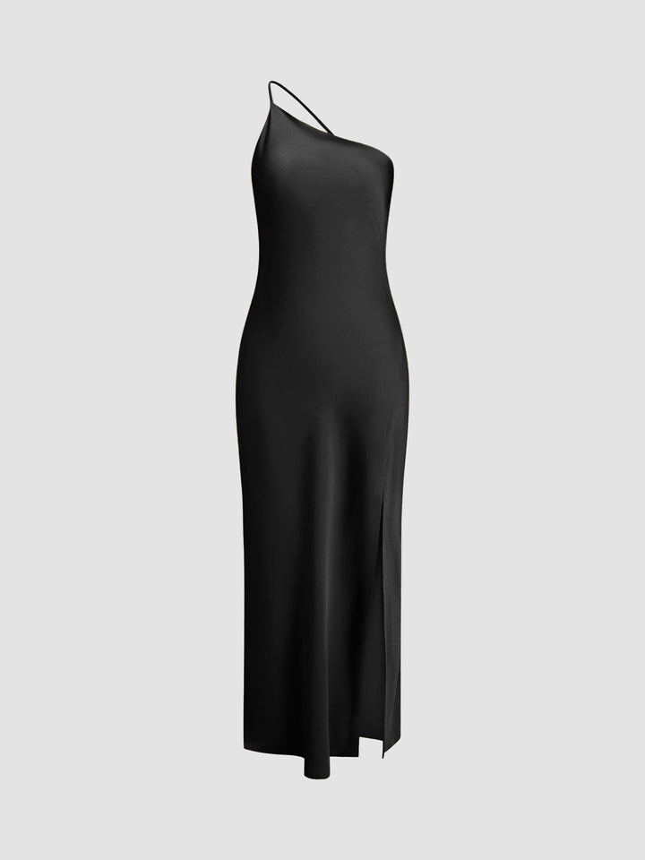 Luna – Rückenfreies Satin-Maxikleid mit Seitenschlitz