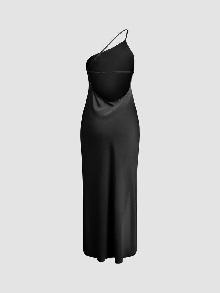 Luna – Rückenfreies Satin-Maxikleid mit Seitenschlitz