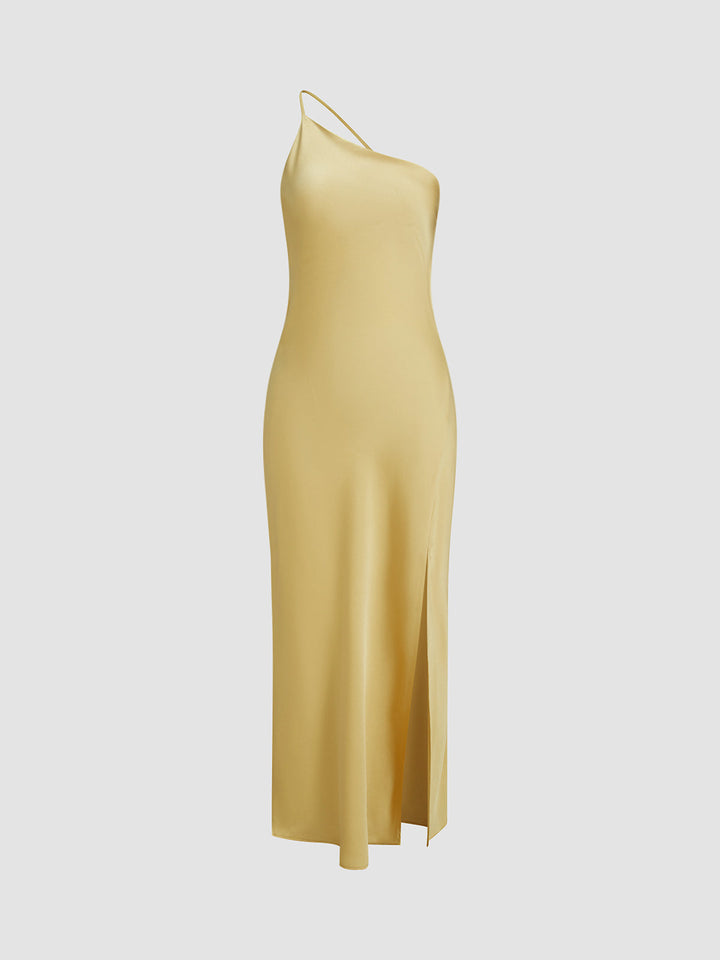 Luna – Rückenfreies Satin-Maxikleid mit Seitenschlitz
