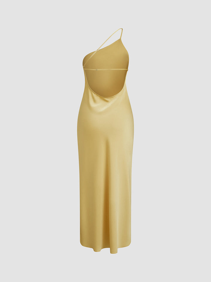 Luna – Rückenfreies Satin-Maxikleid mit Seitenschlitz