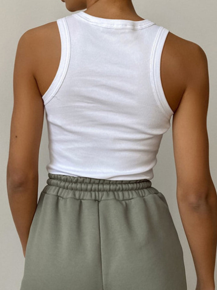 Inés – Damen Geripptes Tanktop mit Rundhalsausschnitt