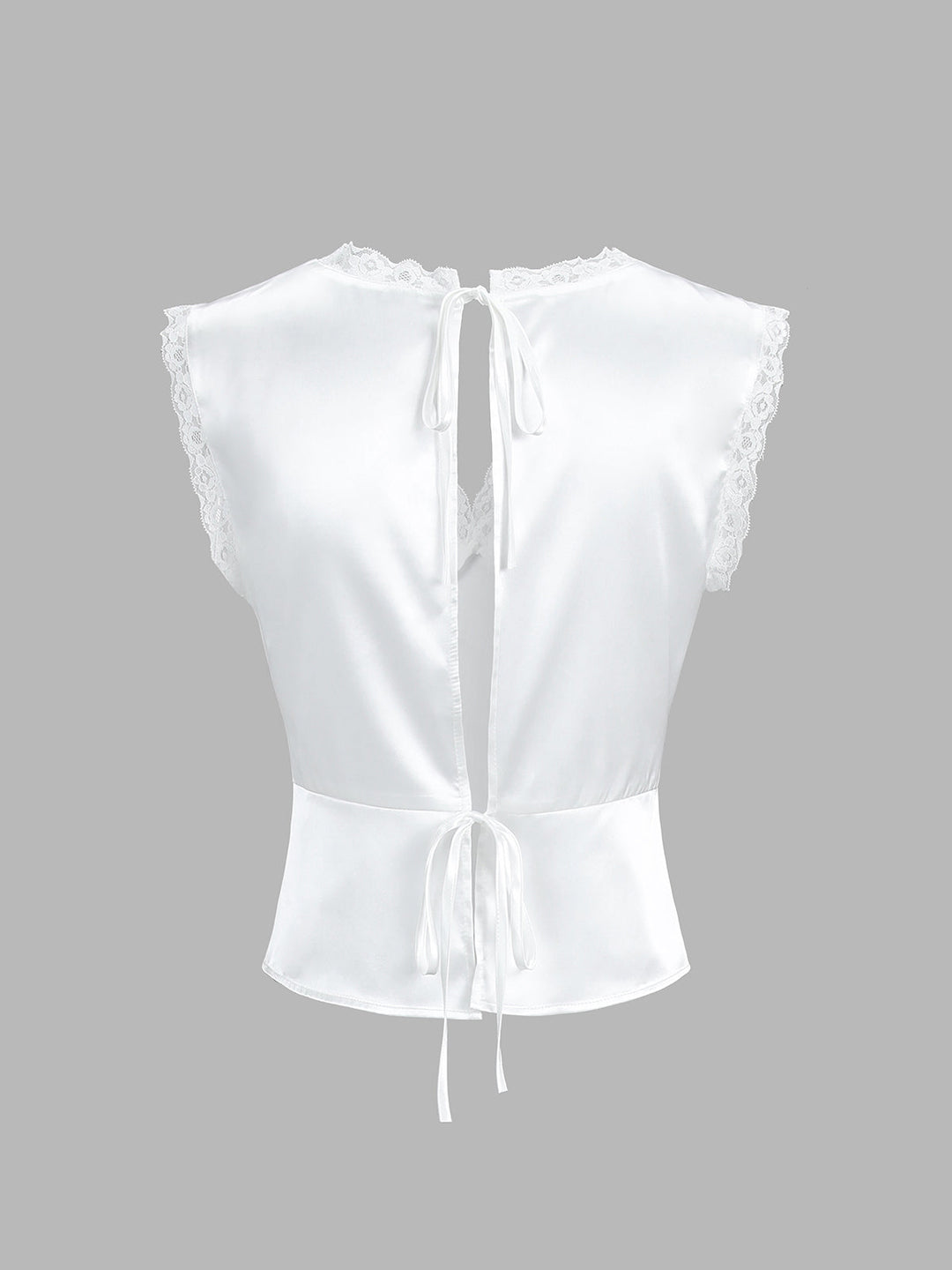 Luisa – Lace Trim Satin Skirt Set - Image 4