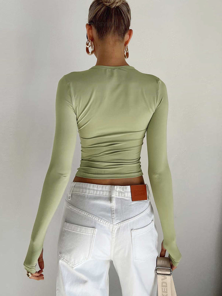 Claudia | Damen Sommer Langarm Crop Top