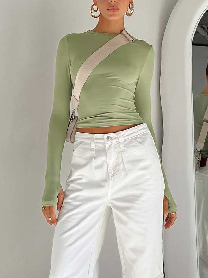 Claudia | Damen Sommer Langarm Crop Top