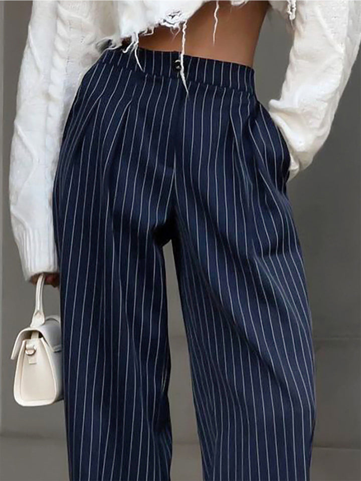 Carmen – Damen High-Waist Nadelstreifen Hose
