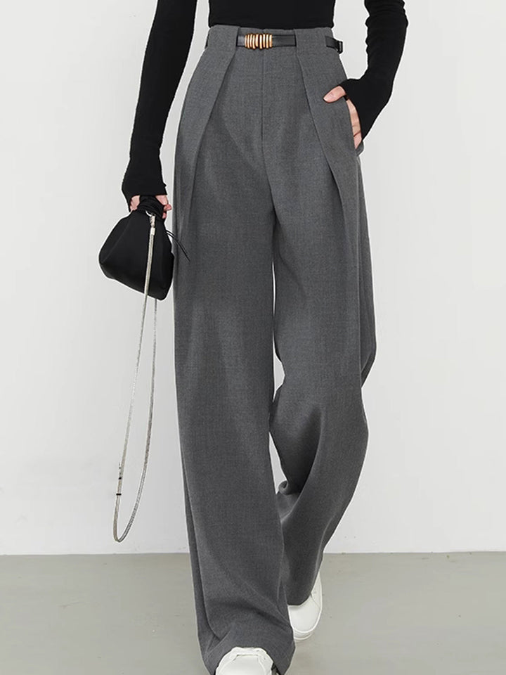 María – Damen High-Waist Stoffhose mit weitem Bein