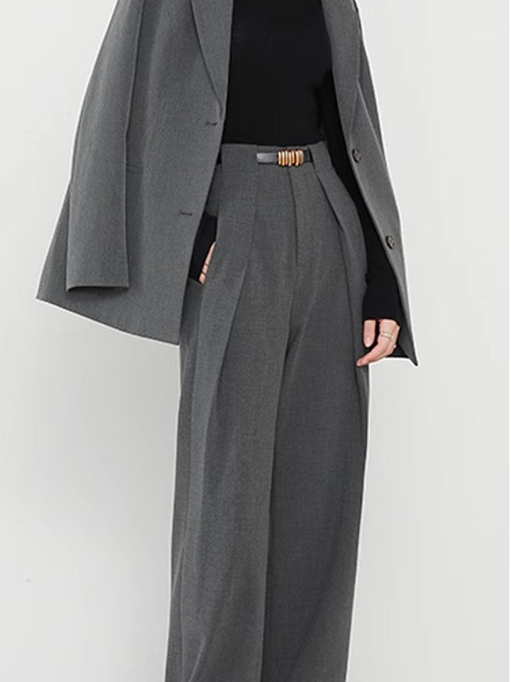 María – Damen High-Waist Stoffhose mit weitem Bein