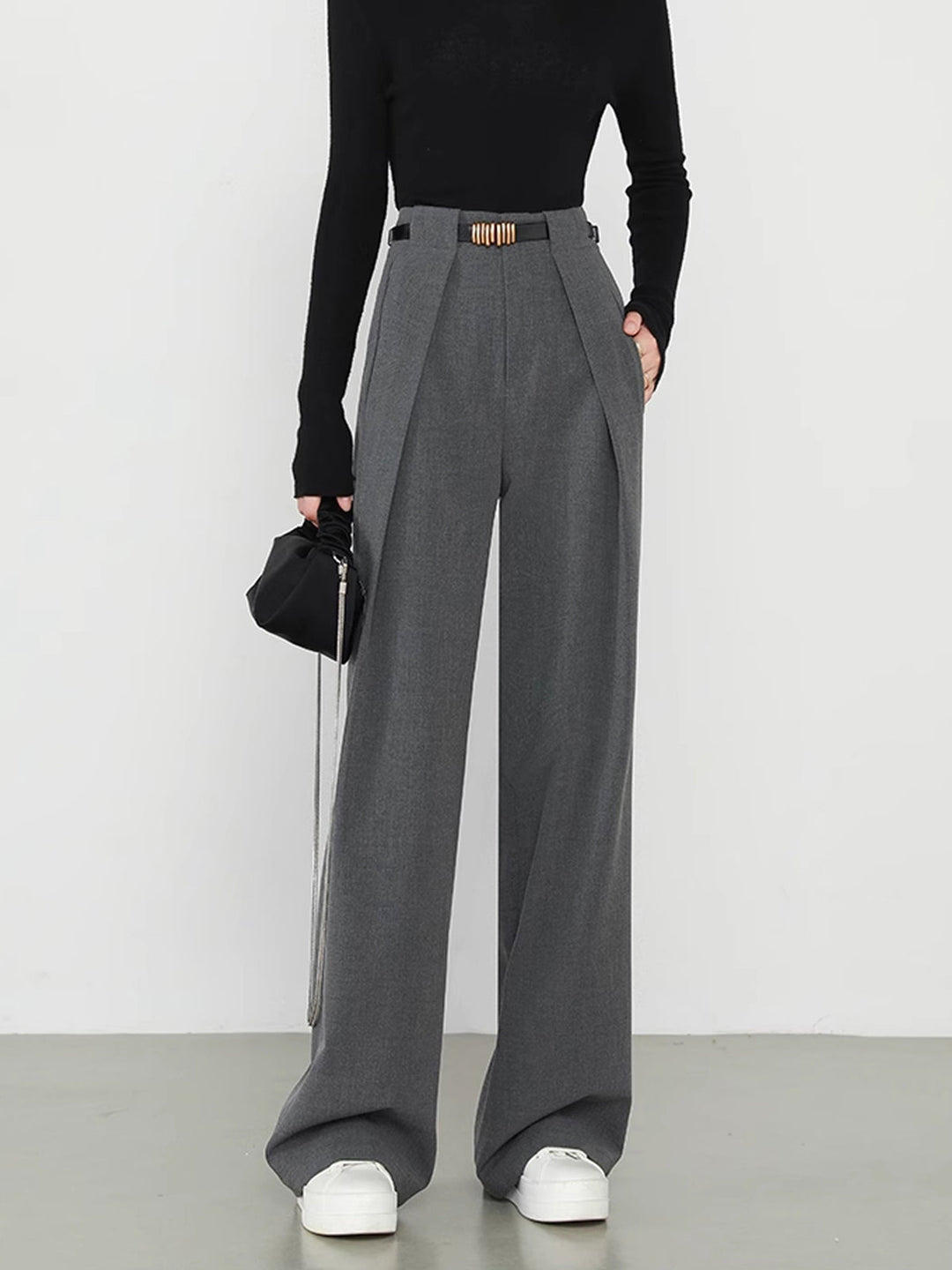 María – Damen High-Waist Stoffhose mit weitem Bein