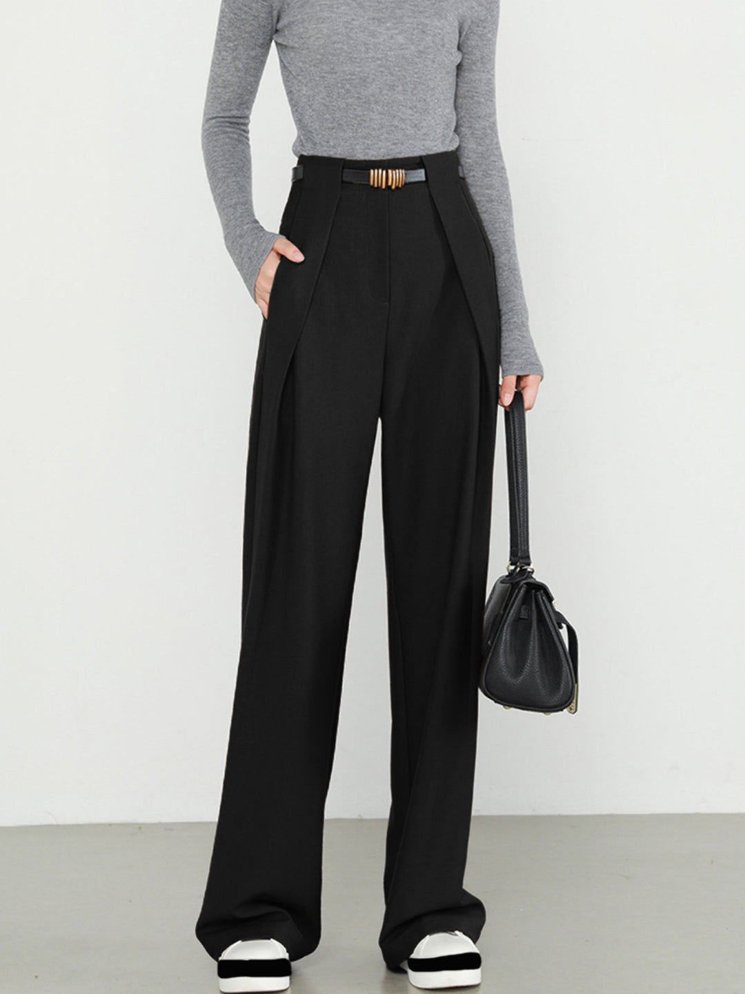 María – Damen High-Waist Stoffhose mit weitem Bein