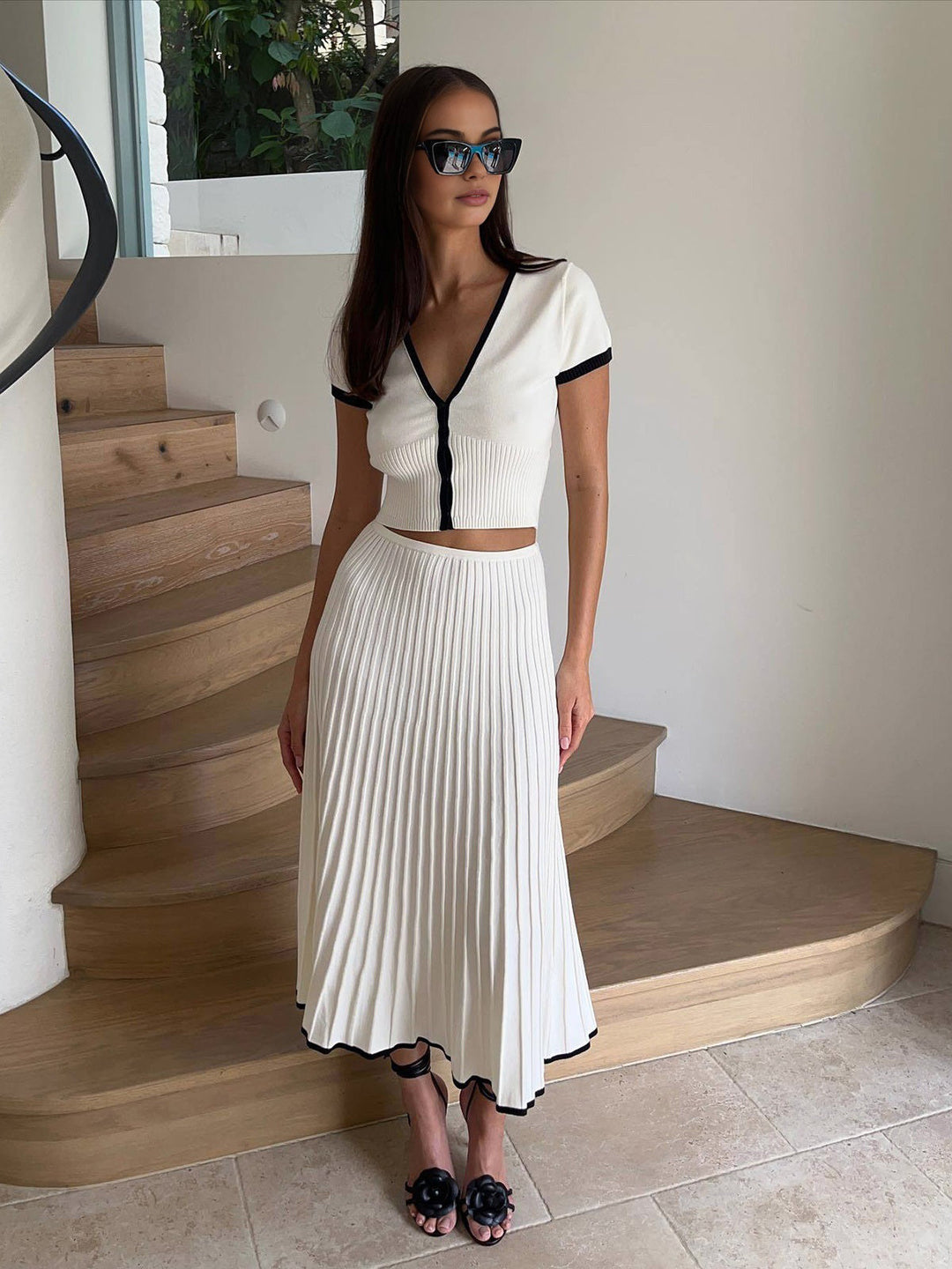 Marina – Zweiteiliges Damen Strick-Set mit Midirock