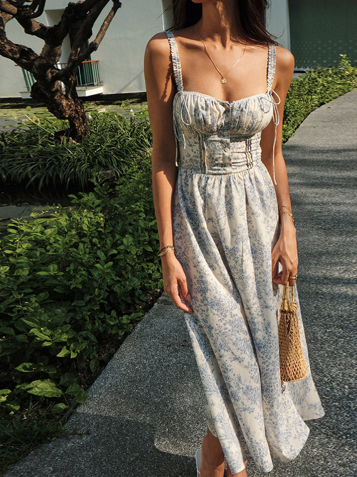 Emilia – Sapphire Garden Floral Cami Midi Dress - Image 1