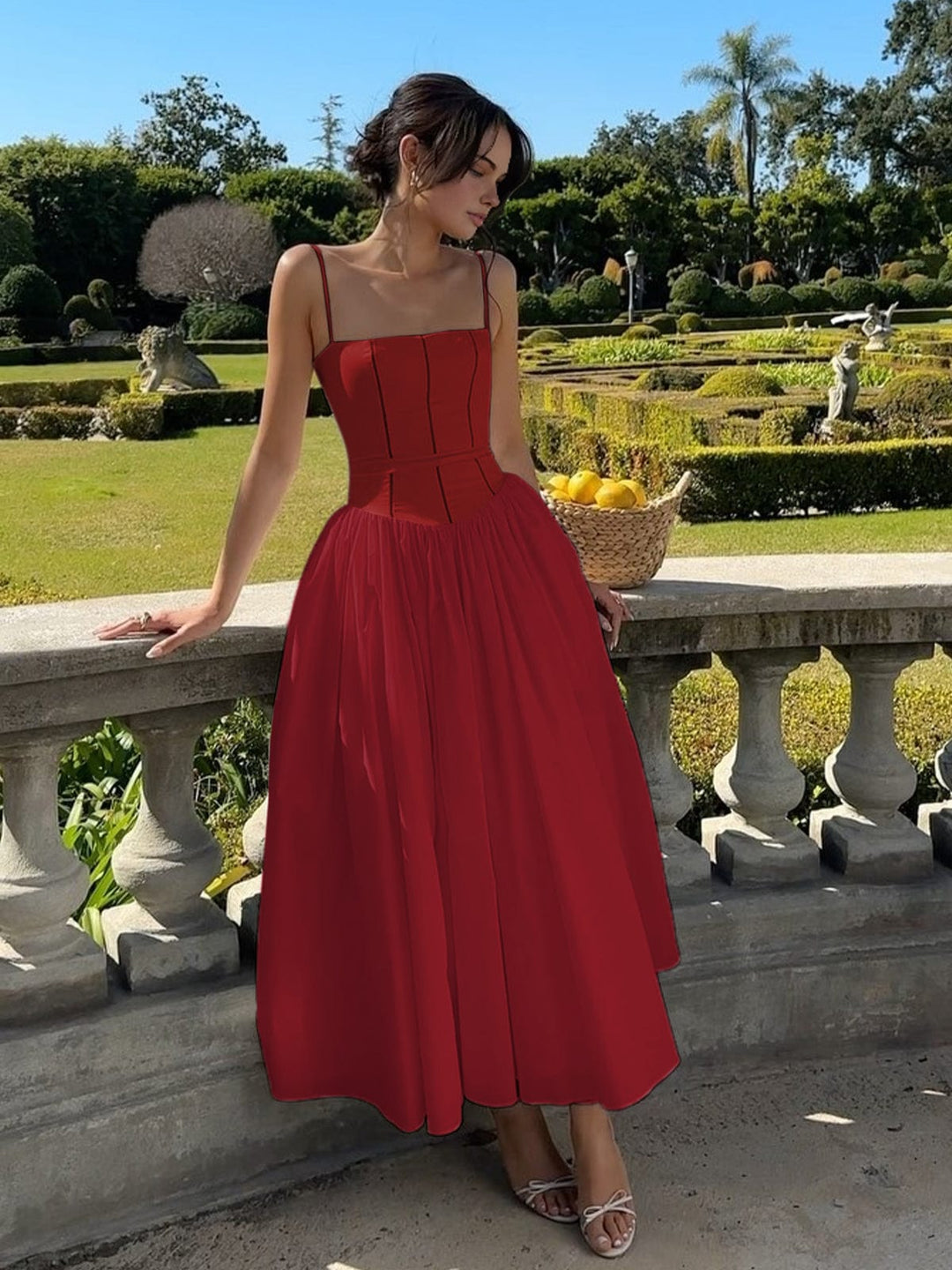 Monika | Damen Korsett Midi Kleid für Hochzeitsgäste