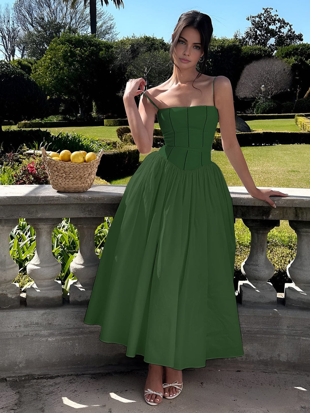 Monika | Damen Korsett Midi Kleid für Hochzeitsgäste