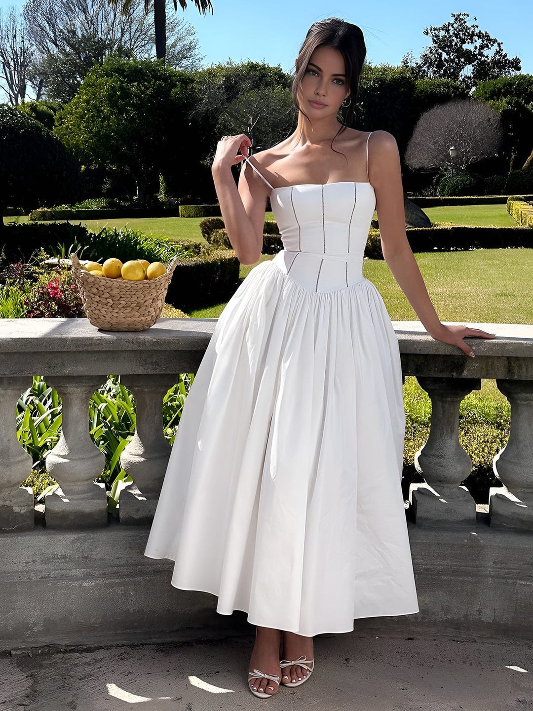 Monika | Damen Korsett Midi Kleid für Hochzeitsgäste