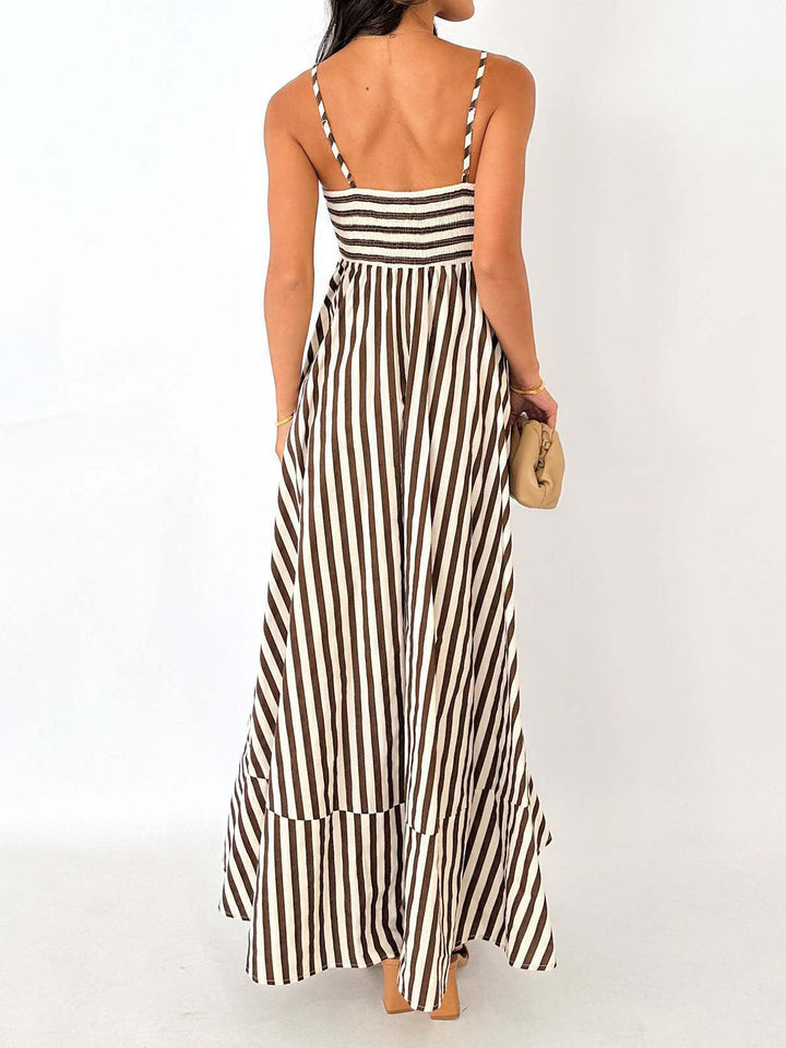 Emilia – Striped Pleated Cami Long Dress - Image 3