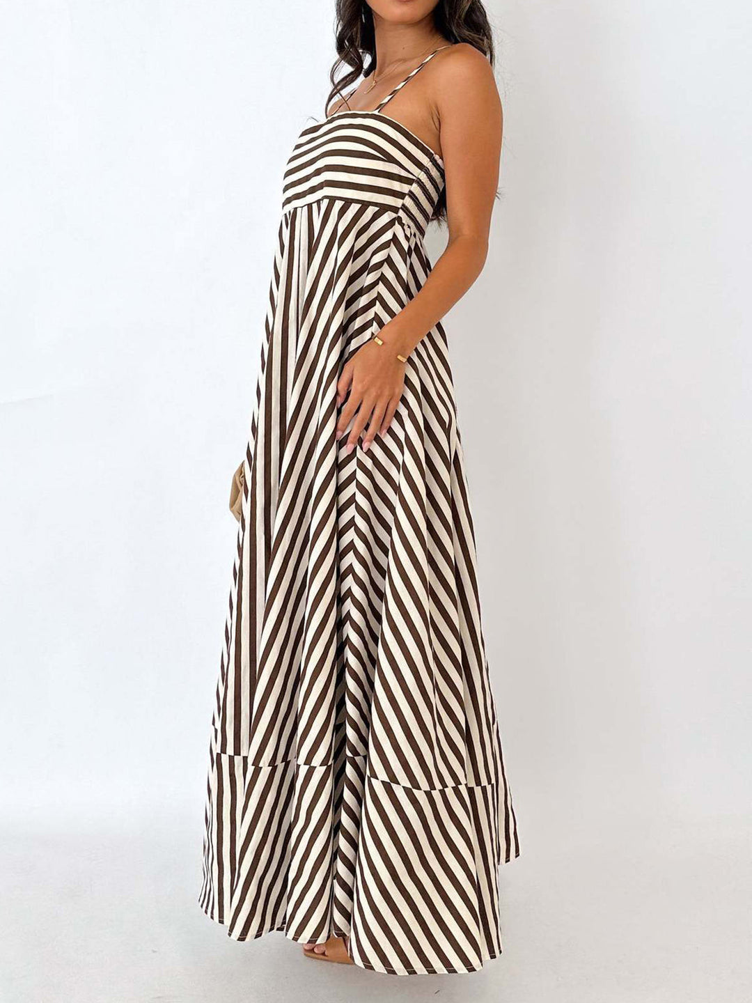 Emilia – Striped Pleated Cami Long Dress - Image 5
