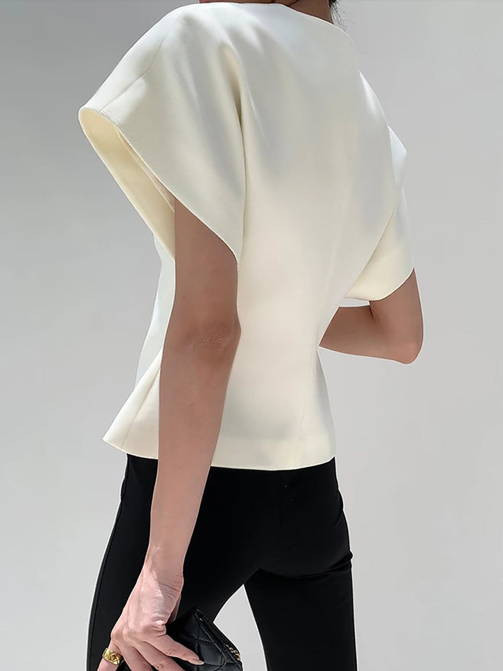 Claudia – Damen V-Ausschnitt Bluse mit strukturierter Silhouette