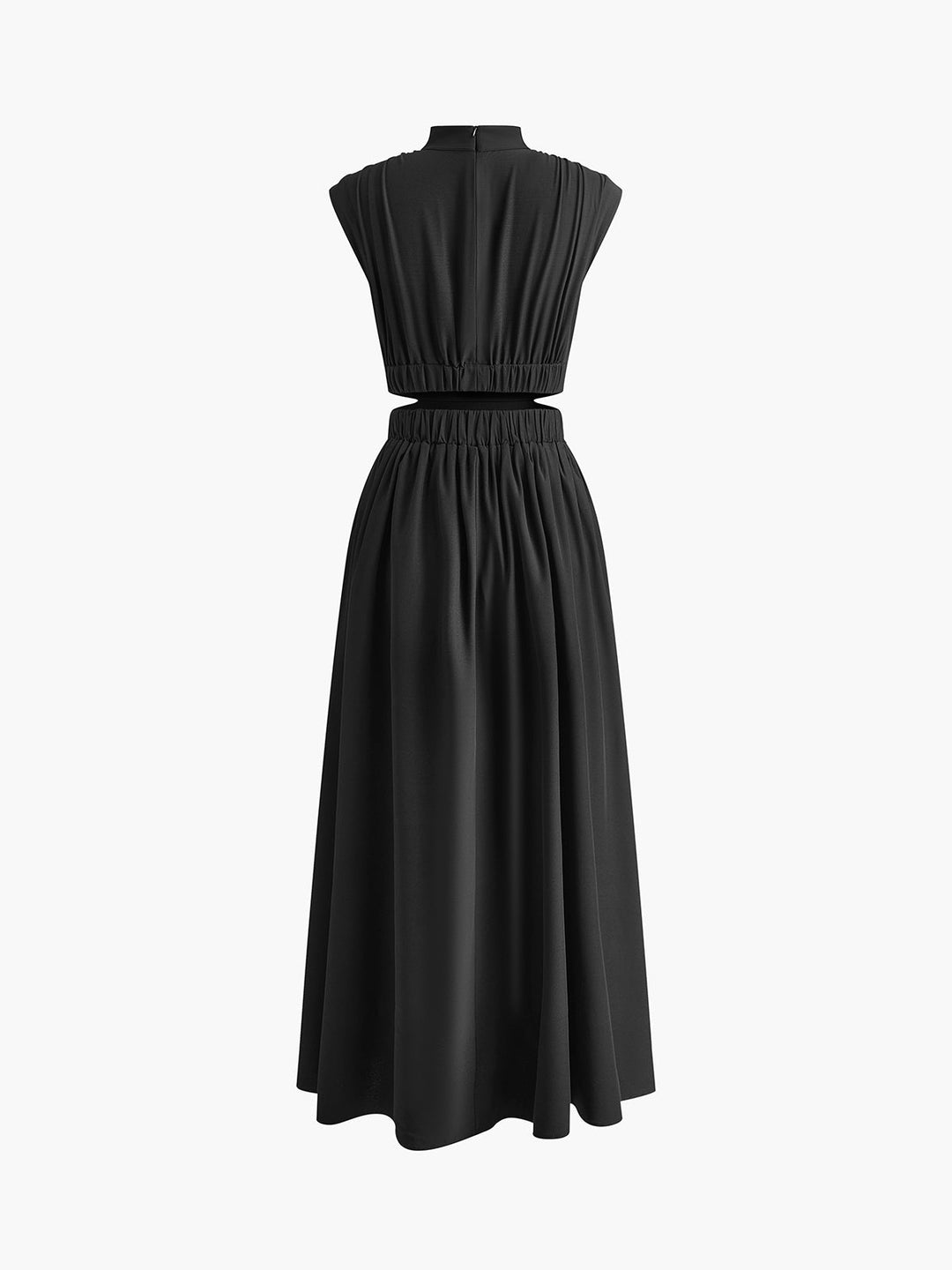 Luciana – Langes Kleid mit Stehkragen und Cut-outs