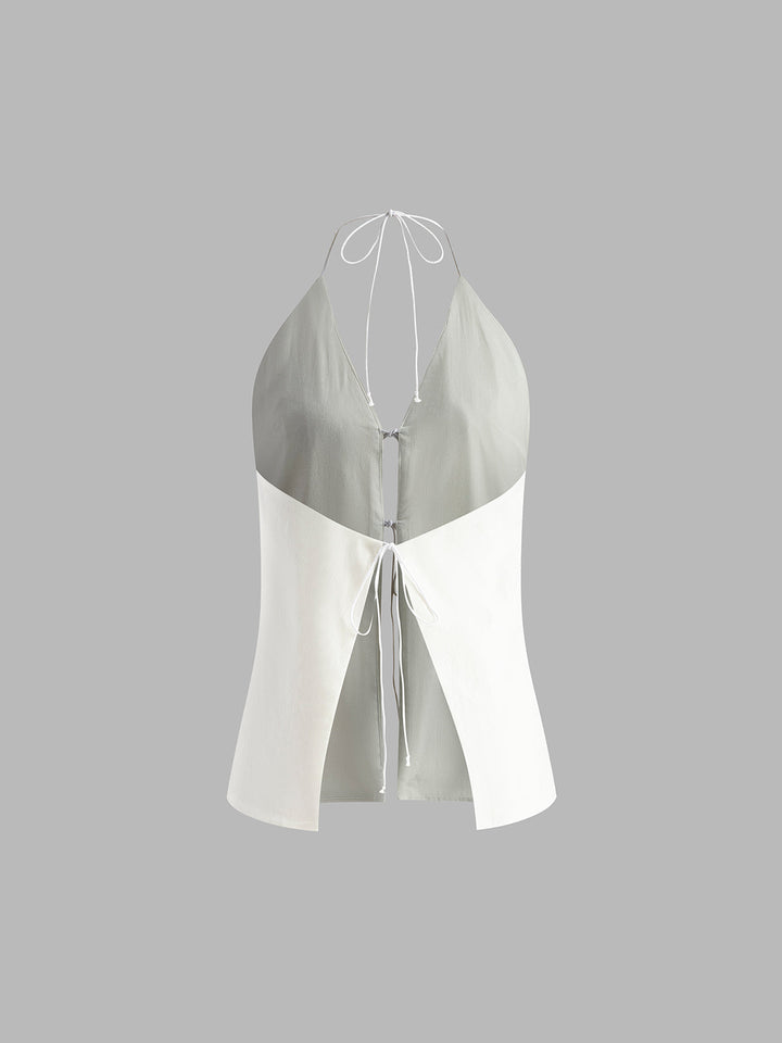 Valeria – Rückenfreies Halter-Top mit Shorts aus Baumwoll-Leinen-Mix