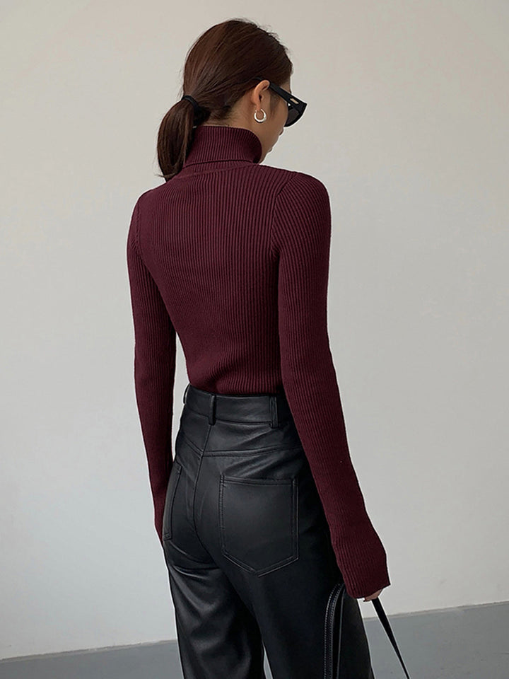 Ruby | Damen Minimalistisches Schlankes Rollkragen Top