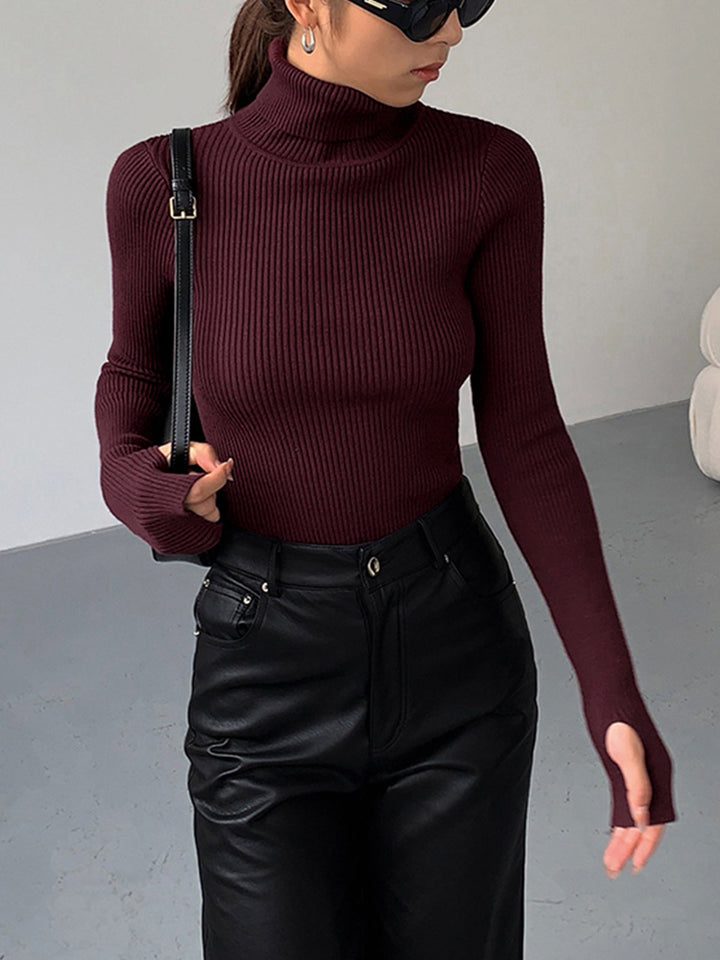 Jennifer | Damen Frühlings Stilvoller Gerippter Rollkragenpullover