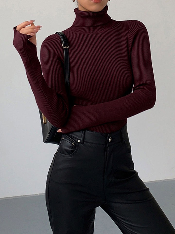 Ruby | Damen Minimalistisches Schlankes Rollkragen Top