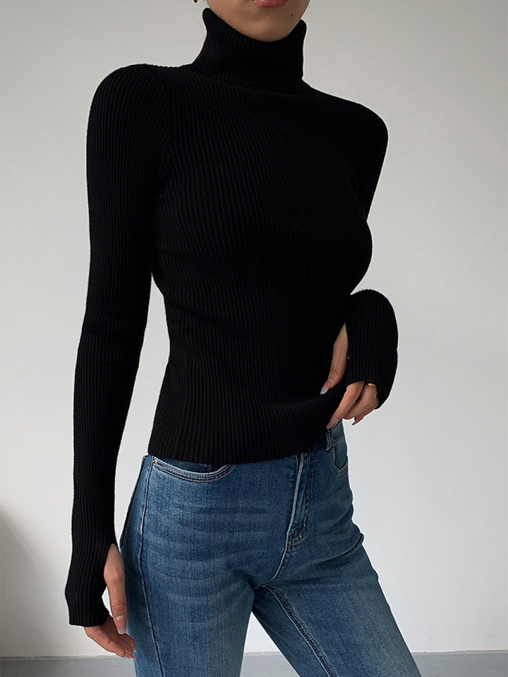 Ruby | Damen Minimalistisches Schlankes Rollkragen Top