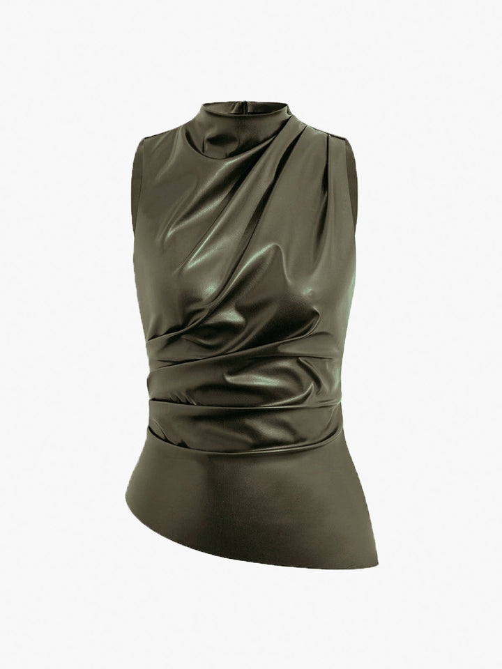 Franziska | Damen Sommer Ärmelloses Chic Top Mit Hohem Kragen