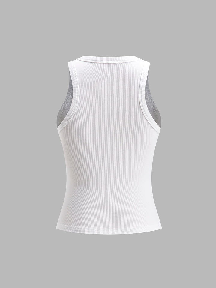 Inés – Damen Geripptes Tanktop mit Rundhalsausschnitt