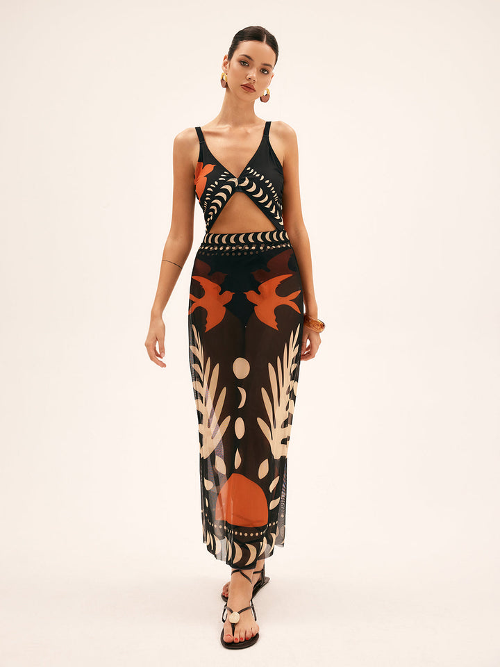 Lucía – Damen Cut-Out Badeanzug mit Pareo-Optik