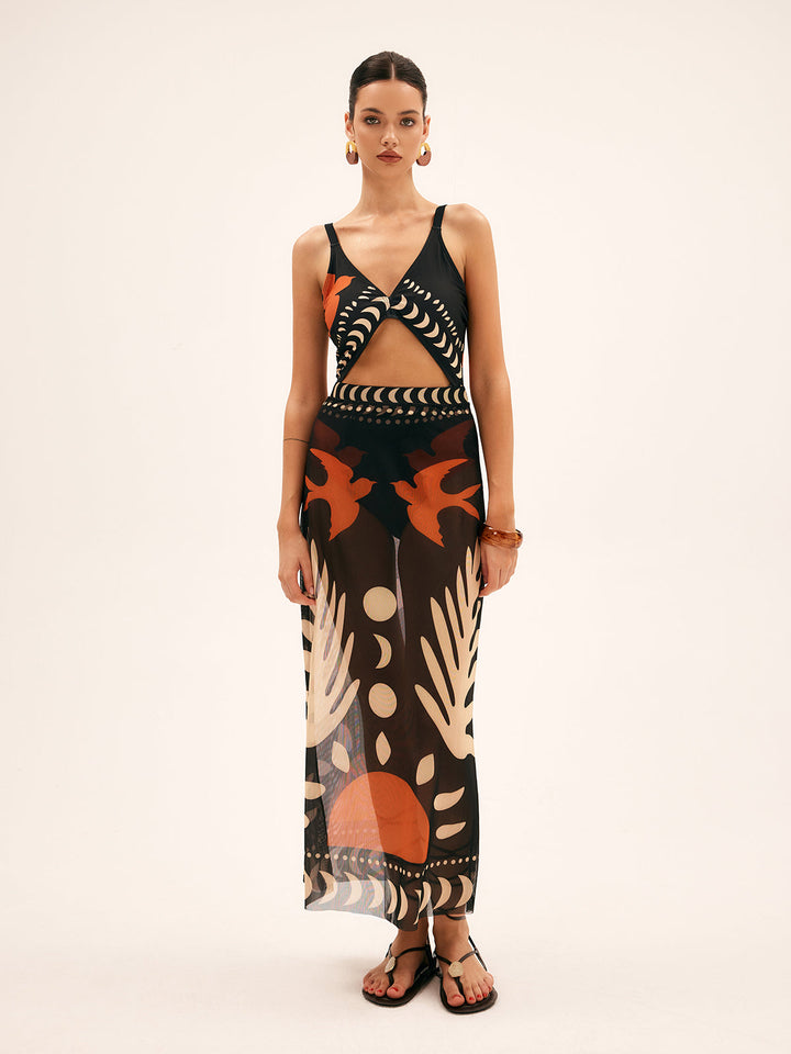 Lucía – Damen Cut-Out Badeanzug mit Pareo-Optik