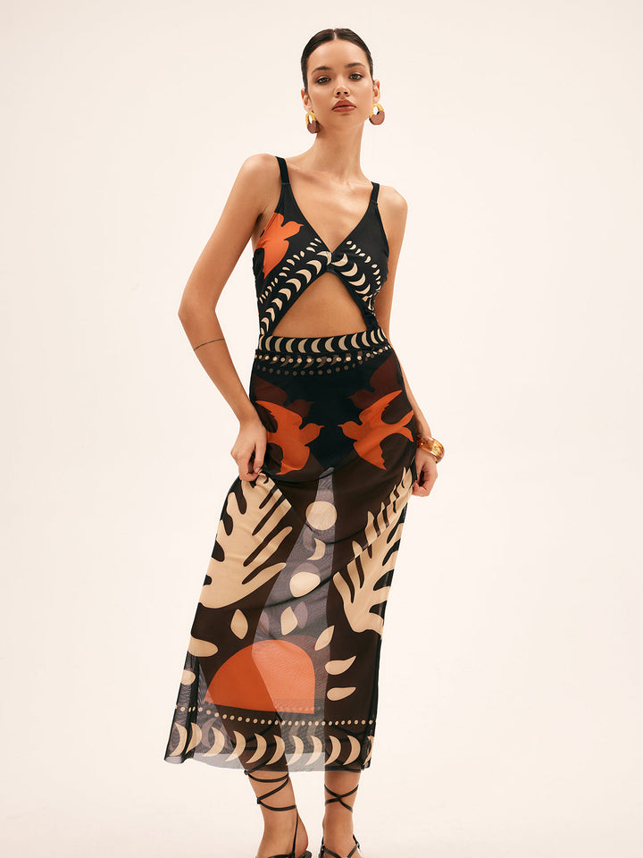 Lucía – Damen Cut-Out Badeanzug mit Pareo-Optik