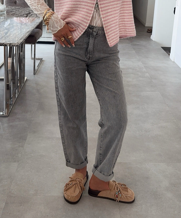 Stretch Mom Jeans Leava Grau Ladypolitan ♡
