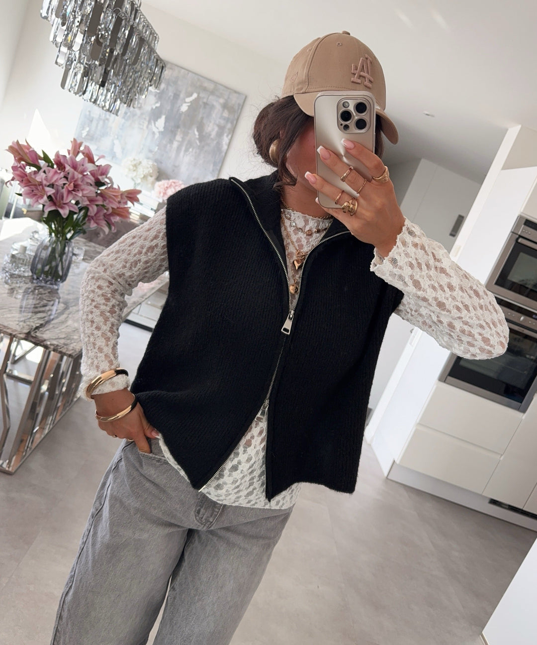 Kurzarm Strickjacke Belinda Schwarz Ladypolitan ♡