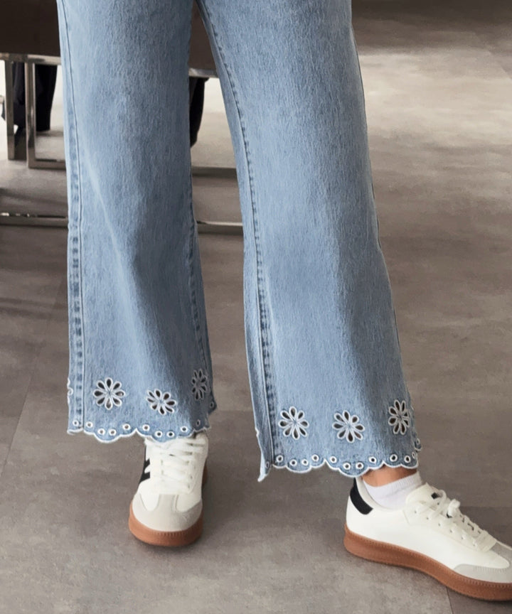 Stretch Straight Leg Jeans Umena Hellblau Ladypolitan ♡