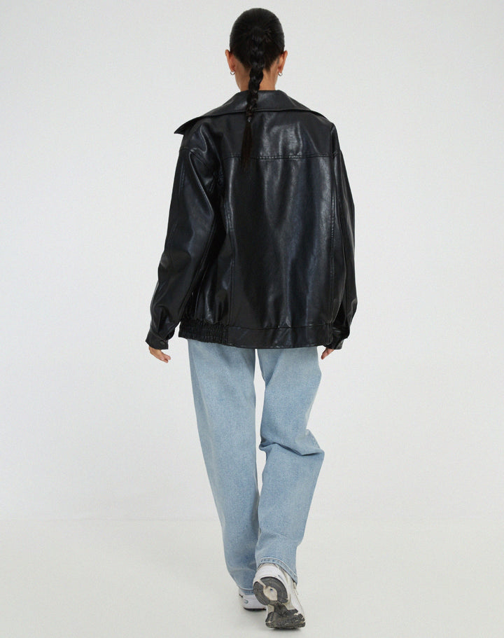 Oversize-Bomberjacke aus Leder für Damen