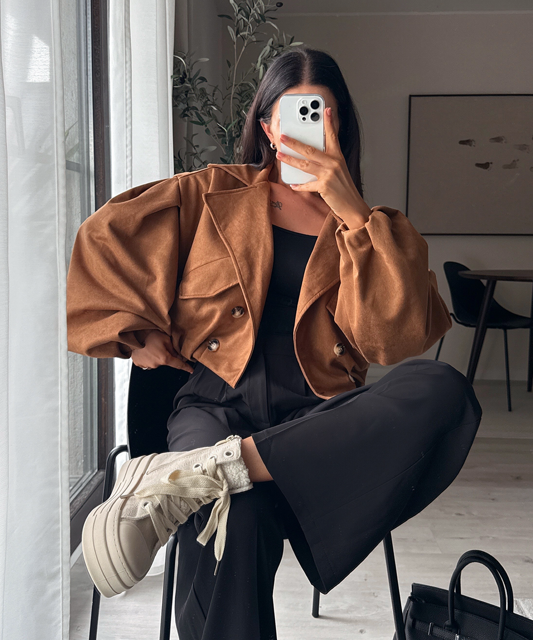 Wildleder Crop Trenchcoat Henna Camel Ladypolitan ♡