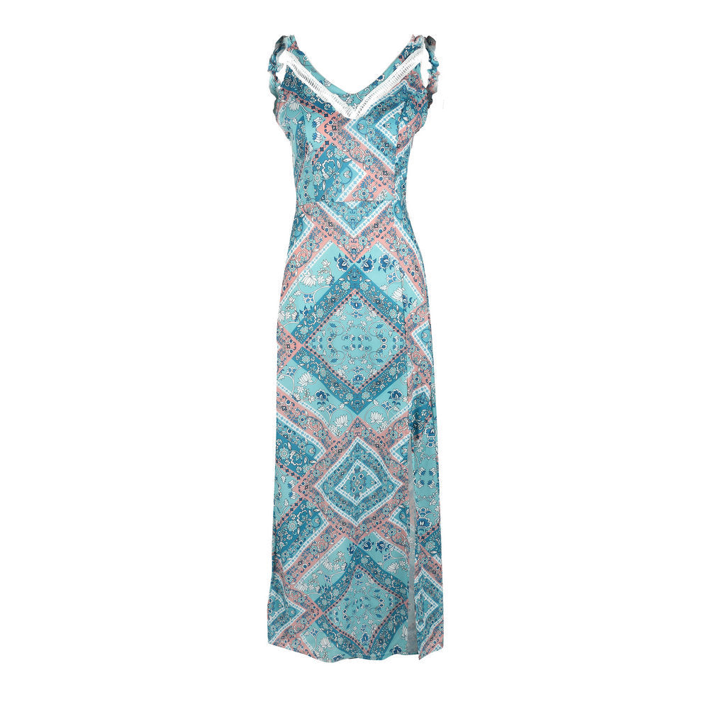 BOHO-MAXI-KLEID MIT RÜCKENAUSSCHNITT UND MUSTER