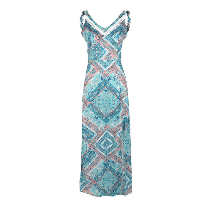 BOHO-MAXI-KLEID MIT RÜCKENAUSSCHNITT UND MUSTER