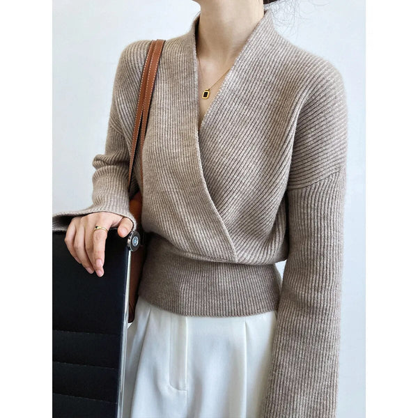 Beatrice - Eleganter Wickelpullover mit V-Ausschnitt