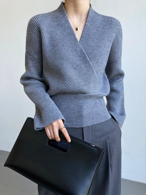 Beatrice - Eleganter Wickelpullover mit V-Ausschnitt