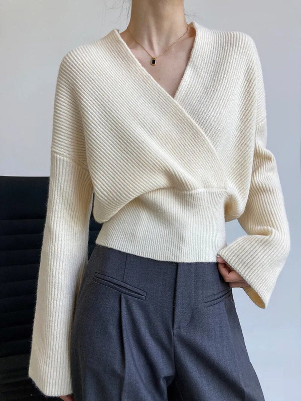 Beatrice - Eleganter Wickelpullover mit V-Ausschnitt
