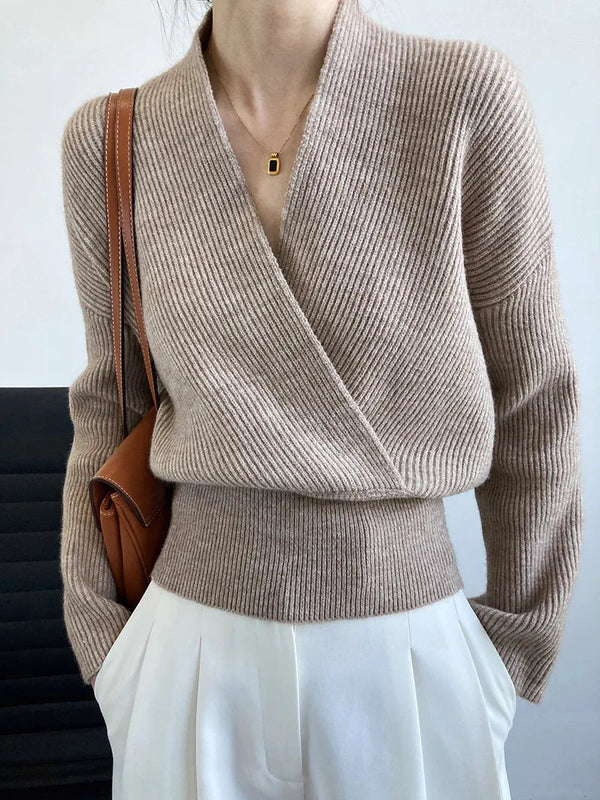 Beatrice - Eleganter Wickelpullover mit V-Ausschnitt